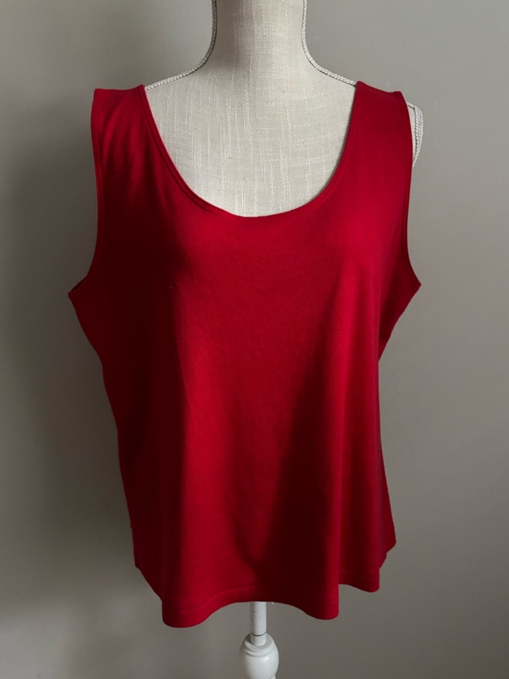 Cotton Scoop Neck Sleeveless Tank Red